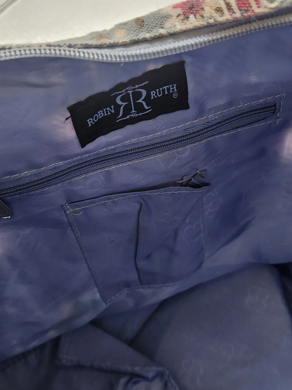 Robin Ruth Blue Floral 'JAPAN' Print Hobo Bag